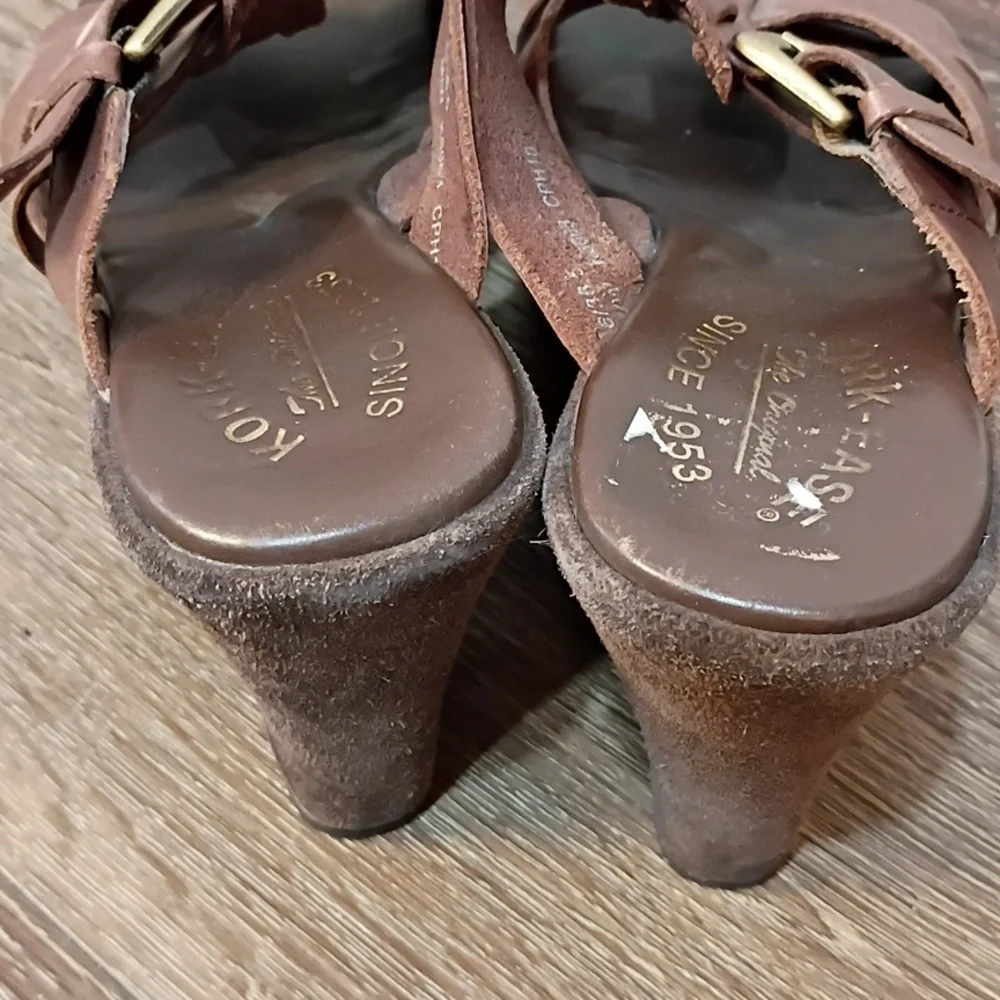 Kork-Ease  Beatrice Brown Leather Wedge Sandals Size 6